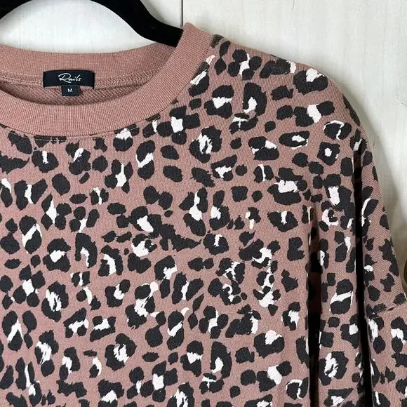 RAILS Reeves Sweatshirt SZ M Mountain Leopard Print Terry Sweater - Picture 3 of 10